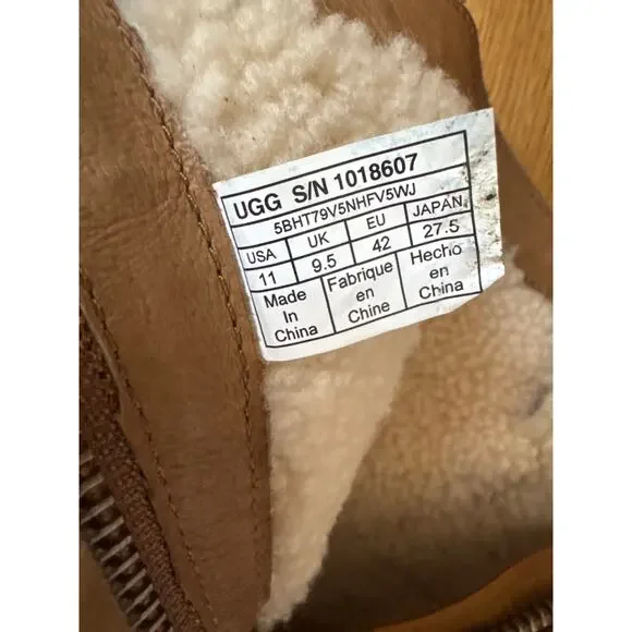 UGG Niels Boot In Water-resistant Chestnut Brien Leather. Size 11 Sherpa Lined - Picture 7 of 9